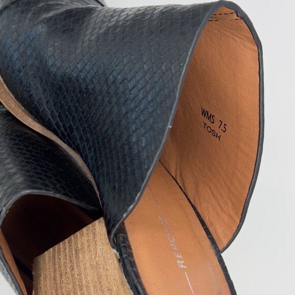 Report Pointed Toe TOSH Mule Block Heel Black Snakeskin Texture Print Sz. 7.5 - Picture 6 of 9